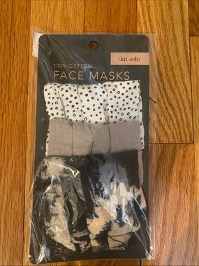 Kitsch 3-Pack Cotton Face Masks - White, Gray, Black